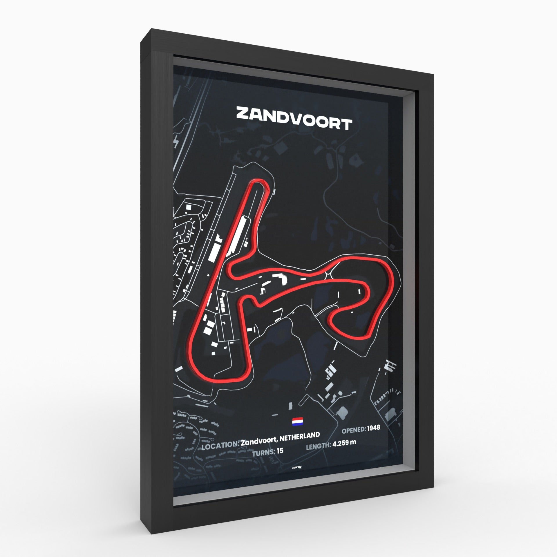 Netherlands 3D poster in wooden frame I All race tracks I Gift for