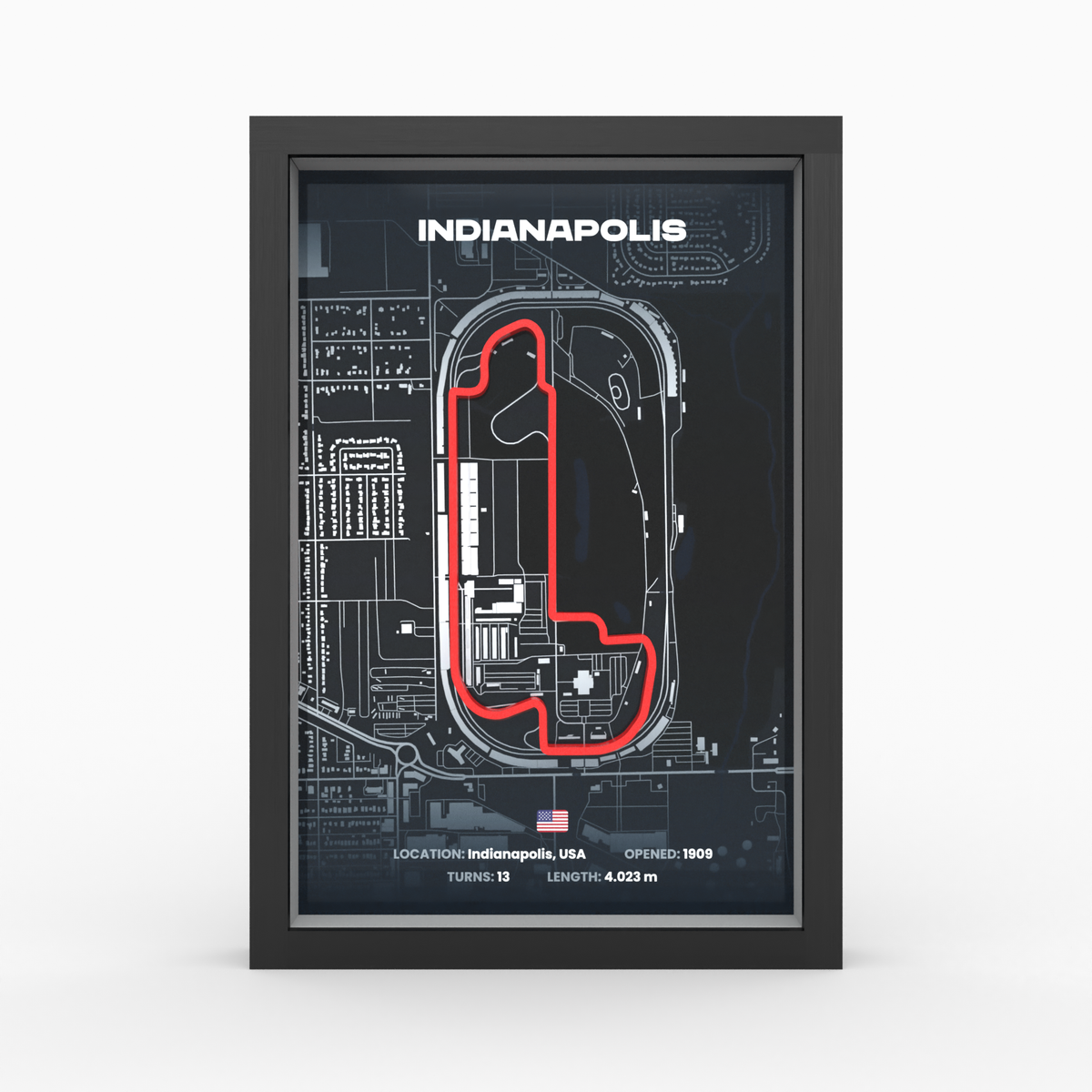Indianapolis Motor Speedway 3D-Poster – Frontansicht