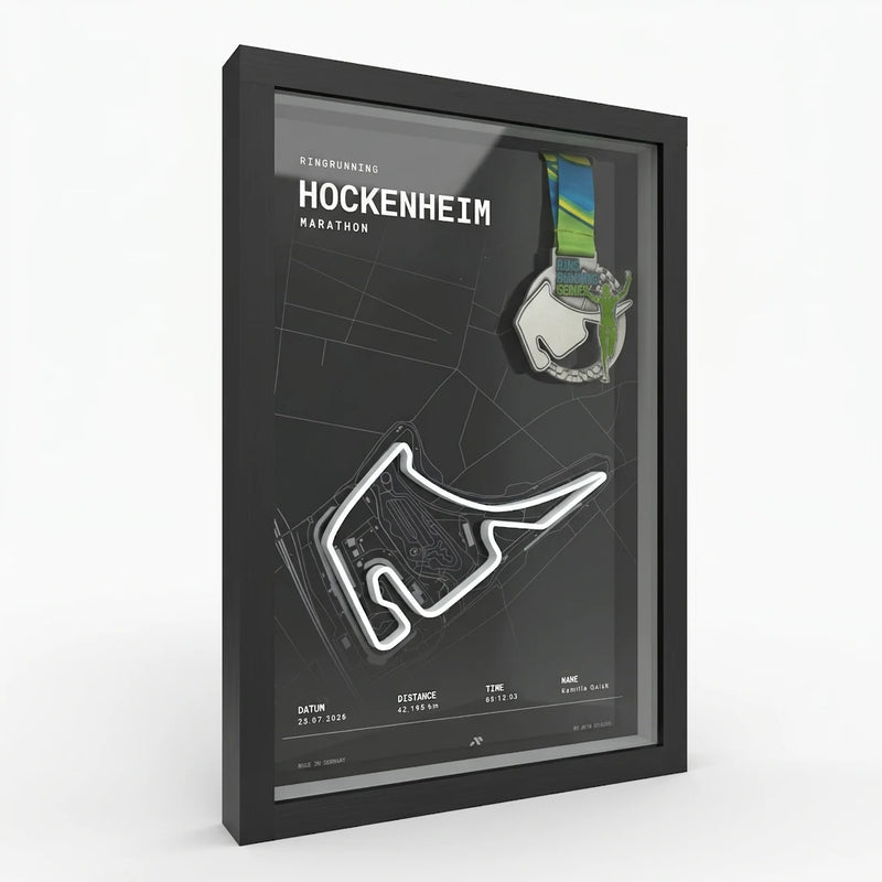 Poster Finisher Marathon in cornice di legno